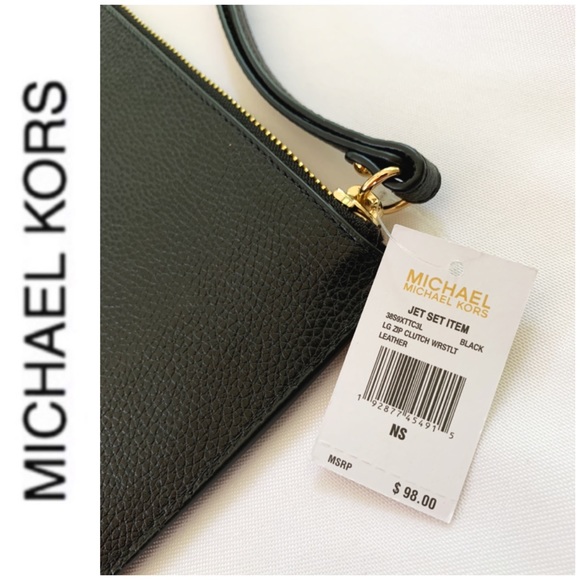 NWT authentic MK genuine leather wristlet - Picture 4 of 5